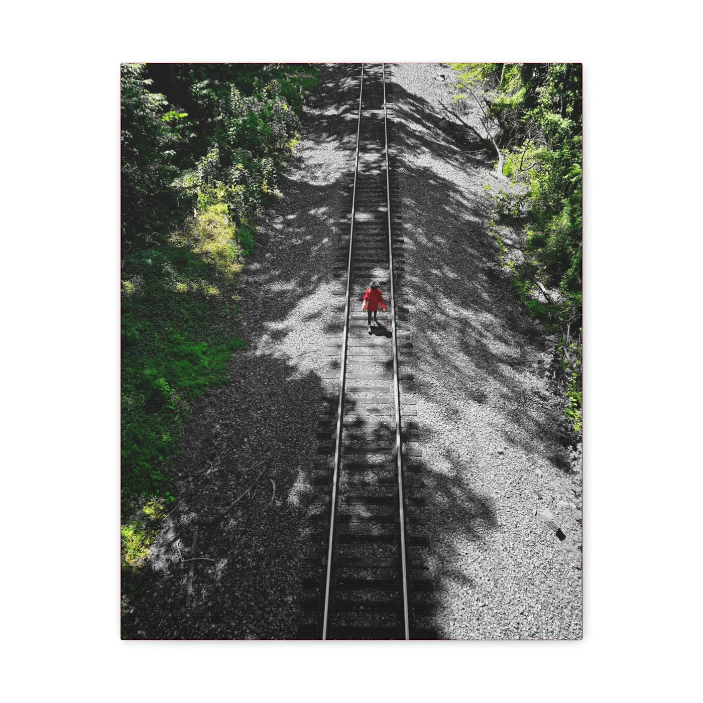 Canvas Gallery Wraps, Train Track Wall Art, Wanderlust Home Decor, Forest Landscape Print, Nature Lover Gift, Rustic Wall Hanging