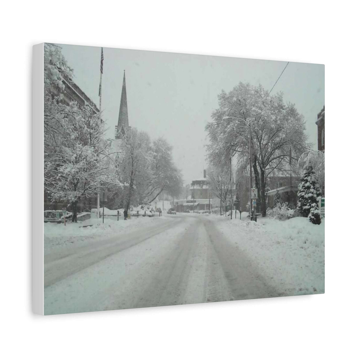 Canvas Print, Brattleboro Vermont Winter Scene, KrisPix Mother's Photography Gift, Snowy Cityscape Wall Art Photos, Landscape Home Decor,