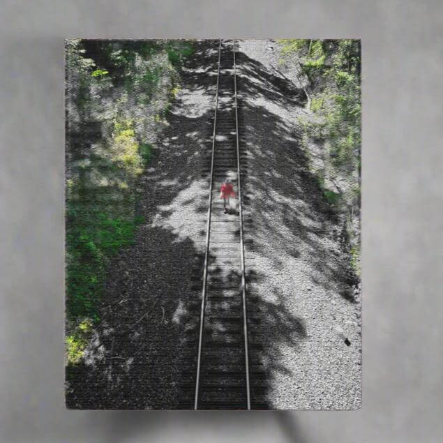 Canvas Gallery Wraps, Train Track Wall Art, Wanderlust Home Decor, Forest Landscape Print, Nature Lover Gift, Rustic Wall Hanging