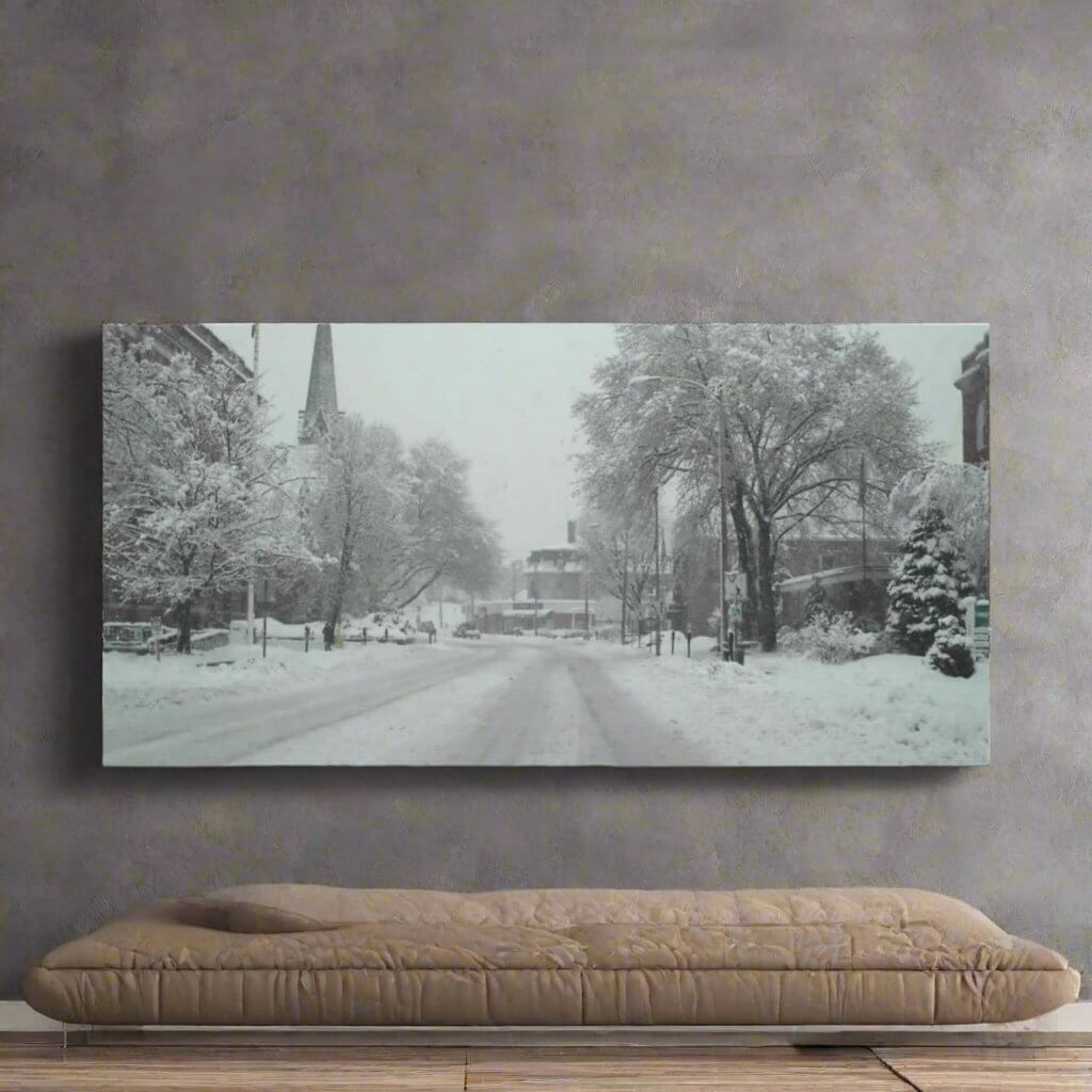 Canvas Print, Brattleboro Vermont Winter Scene, KrisPix Mother's Photography Gift, Snowy Cityscape Wall Art Photos, Landscape Home Decor,